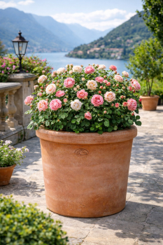 Pot haut cylindrique en terre cuite d’Impruneta – élégance classique et artisanat italien